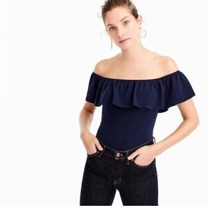 J. Crew Off-Shoulder Ruffle Bodysuit Black